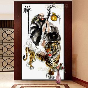 보석십자수 호랑이 탄 달마 대사 달마도 큐빅 구슬 비즈 공예 십자수 대형 도안 세트