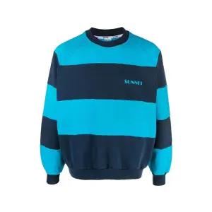 써네이 로고 프린트 스트라이프 맨투맨 블루 / SN2PXF04AP-JE217-440