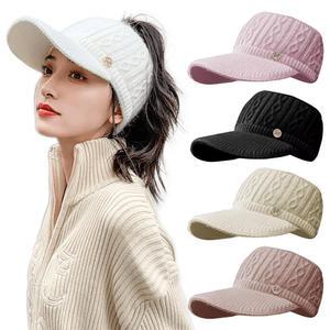 시즈올 여성 가을 겨울 방한 니트 캡모자 여자 골프 포니테일 털모자 선캡 따뜻한 방한용 챙모자 CAP81