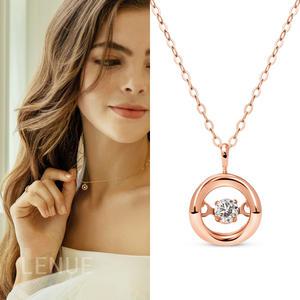 레뉴 지로네 꼬냑 랩 다이아몬드 댄싱스톤 목걸이 / 14K 골드 큐빅 여자친구 애인 생일 선물