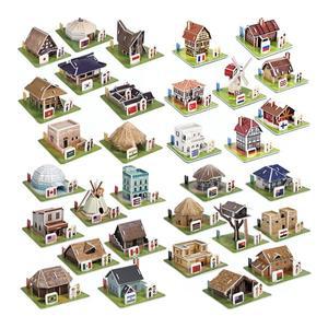 [하비스]우드락 종이 입체 퍼즐 만들기 세계 전통 가옥 32종 세트