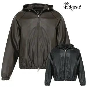[엣지애]B.엣지애 남성 심플 절개 후드 레더자켓 MCOS4RR7019
