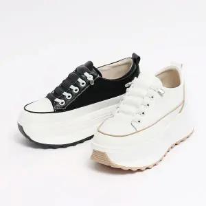 [롯데백화점]원더슈즈 원더슈즈 천연소가죽 보리미 통굽 밴딩 스니커즈 6CM P-S134