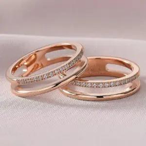 ONM 여자 대학생 고급 우정 커플 로즈골드 큐빅 반지
