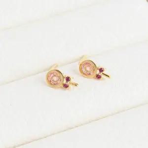 [셀러허브]여자 귀여운 실버침 실버 분홍 막대사탕 귀걸이 (S18886260)