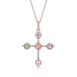 [도로시] 18k 아트랑 랩 다이아몬드 십자가 펜던트