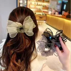 [셀러허브]여자 빅리본 곱창밴드 큐빅 시폰 장식 머리끈 (S27171062)