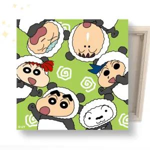 아이러브페인팅 DIY캔버스형 짱구 보석십자수 25x25cm 짱구와 판다친구들