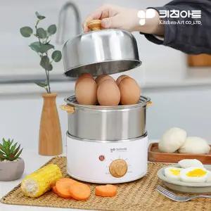 [키친아트] ALL스테인레스 2단 계란찜기 타이머형 KA-7014S2 / 고구마 감자 찐빵 만두 전기찜기