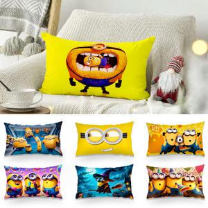재미있는 애니메이션 M 미니언즈 베개 커버, 만화 소파 장식, 홈 양면 인쇄, 짧은 플러시, 귀여운 쿠션 커버