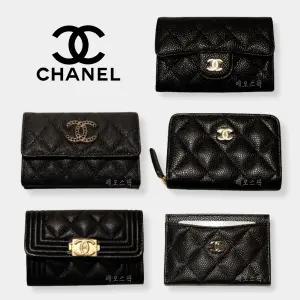 샤넬 스톤로고 클래식 지퍼돌이 보이 똑딱이 플랩 카드홀더 지갑 AP0213 0214 0216 3400 A80603