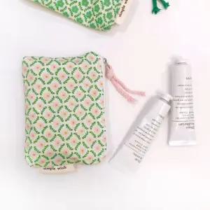 JDS 생리대 화장품 파우치 립스틱 꽃무늬 핑크그린