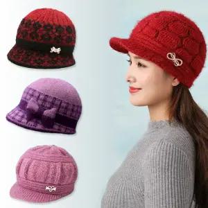 할머니 모자 중년 여성 시니어 겨울 울 버킷햇 엄마 니트 털 어르신 여자 캐시미어 앙고라