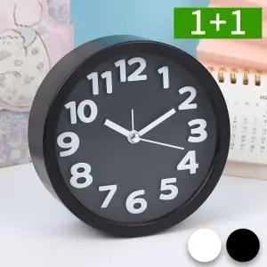 [1개+1개] 탁상시계 저소음 건전지 아날로그 미니 알람시계