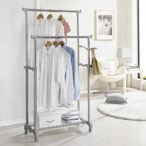 파이프 미니 선반 이동식 더블 조립식행거 옷걸이 (WFH0W9G)