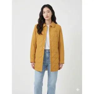 [하프클럽/크로커다일레이디]옐로우 경량 퀄팅 포인트 하프 패딩 CLCSPD203