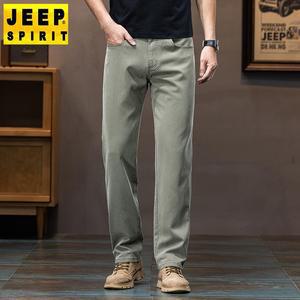 JEEP 봄 여름 남성 얇은 스트레이트 텐셀 캐주얼 청바지