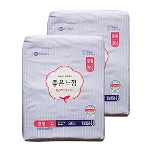 유한킴벌리 좋은느낌 오리지널 슬림 날개형 생리대 중형 36개입 2개