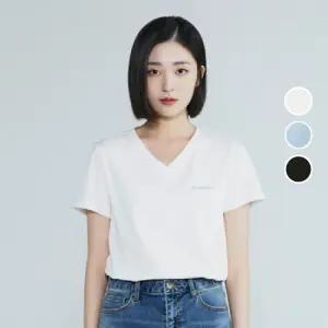 여성 60수 실켓 로고 브이넥 반팔 티셔츠 B232TS610P