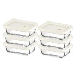 내열오븐유리 촉촉한 즉석한끼용기(직사각형 370mlx6p) 밥용기 유리용기 냉동밥보관 찜기 반찬통