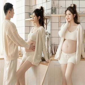 겨울 만삭사진옷 니트 만삭촬영 임산부 커플룩 나시 주수사진 반바지 상하의 커플옷