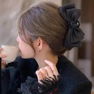 [하프클럽/]여성 리본 올림머리 데일리 새틴 집게핀