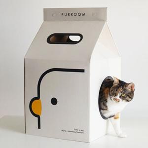 고양이 우유 하우스 1P 박스 하얀 스크래 처 숨숨집 골판지집 쉼터 상자 쳐 종이