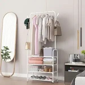 160cm 화이트 선반 행거 4단 일체형 (WFHJLPJ)