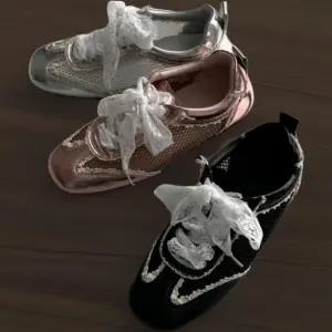 여성 레이스 리본 투톤 망사 운동화