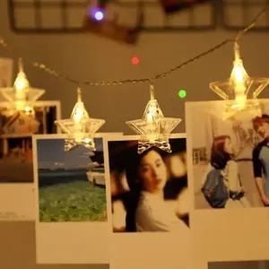 (20구)(3미터)(웜색) LED 별집게 전구 인테리어 가랜드전구/장식/별전구/건전지/조명/LED별/집게/캠핑용