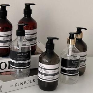 샴푸 바디워시 린스 갈색 투명 500미리 공병 소분병 빈통 펌프 펌핑 케이스 리필용 리필통