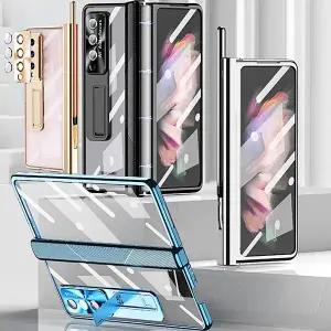 갤럭시 z폴드7 폴더7 투명 액정보호 풀커버 메탈 그립 슬림 하드 힌지보호 펜 케이스