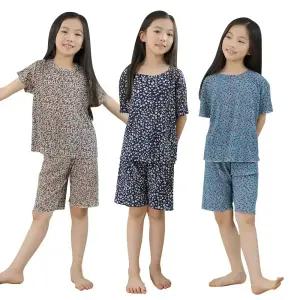 아동 꽃주름 쿨링 냉감 아이스 잠옷 세트 여름 파자마 주니어 어린이 여아 유아 실내복 홈웨어 set