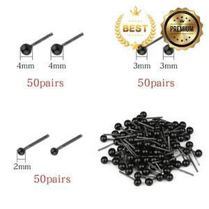 MIUSIE 50 쌍 2/3/4mm 플라스틱 안전 눈 바늘 양모 펠트 테디 베어 인형 동물 검은 액세서리