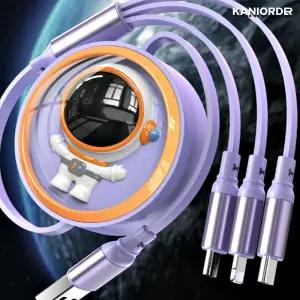 고속충전 3type 멀티케이블 릴타입 길이조절 강력한 동시 충전기