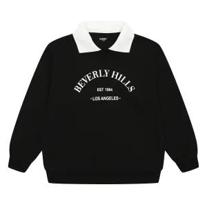 [에꼴리에] 남아 레터링 카라 맨투맨 티셔츠 23C5403_BK