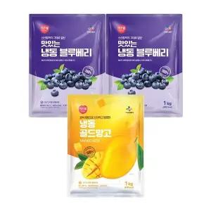CJ프레시웨이 이츠웰 냉동블루베리1Kg x 2개+골드망고1Kg