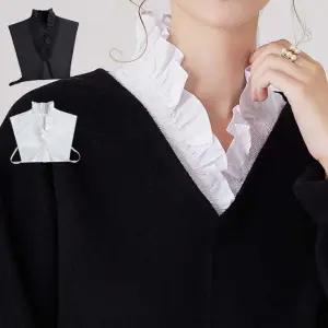 여성 셔링 페이크 블라우스 넥케이프