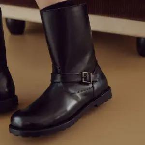 [보리보리/아이들]1430B 키즈 & 맘 소가죽 버클 미들부츠 - 블랙