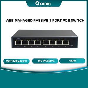 RT8382L 웹 관리형 24V 8포트 기가비트 PoE 스위치 비표준 외부 전원 어댑터 공급 장치 120W
