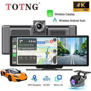 TOTNG 10 26인치 대화면 무선 내비게이션 블랙박스 4K 차량용 비디오 플레이어 카플레이 안드로이드 오토 GPS 카메라 대시보드