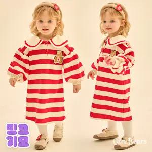 스트라이프카라 밍크기모원피스