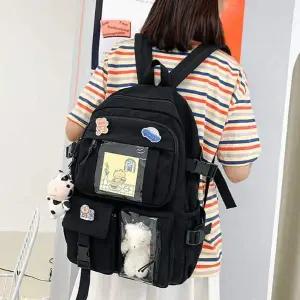 [콩심팥심]여자 학교 데일리 책가방 패션 학생 백팩 블랙 가방 신상가방
