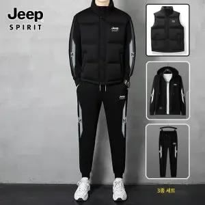 JEEP SPIRIT 가을 겨울 남성 운동복 후드맨투맨 패딩조끼 바지 3종트레이닝세트