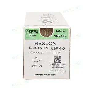 SMEng 봉합사 렉스론 블루 나일론 Rexlon 4-0 15mm 50cm 3/8c , 24개입 NBE415 (NB426)