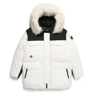 [내셔널지오그래픽](대전신세계)남여 공용 오거스틴 퍼 트리밍 중기장 구스 후디 다운 점퍼 N234UDW140