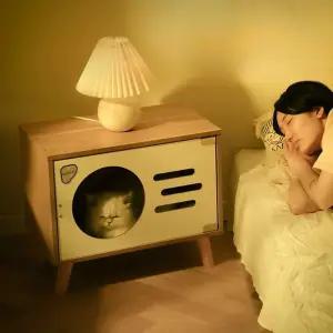 고양이 협탁 침대옆 테이블 쿠션 사이드테이블 숨숨집 가구 서랍