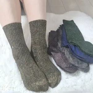 반짝이양말 이중 밴드 편안한 반짝 은 금 골드 실버 펄 글리터 포인트 중목 양말 니삭스