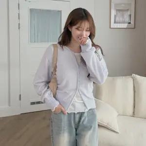 [제작/빅사이즈]이블렛 뮤아드 리오셀 레이어드 슬림핏 물결 티셔츠 제이스타일