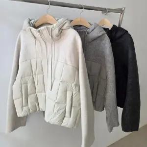베리웁스 핸드메이드 믹스 패딩 오리털 후드 점퍼 덕다운 울 배색 코트 자켓
